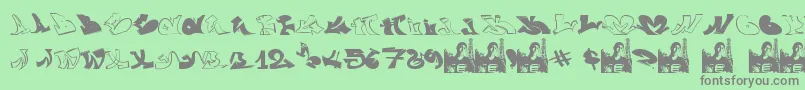 フォントGraffiiWassimo – 緑の背景に灰色の文字