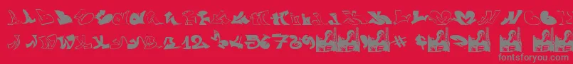 GraffiiWassimo-fontti – harmaat kirjasimet punaisella taustalla