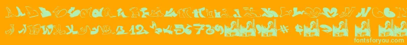 GraffiiWassimo-Schriftart – Grüne Schriften auf orangefarbenem Hintergrund