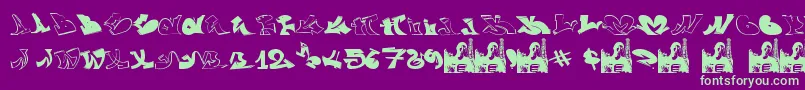 GraffiiWassimo-fontti – vihreät fontit violetilla taustalla