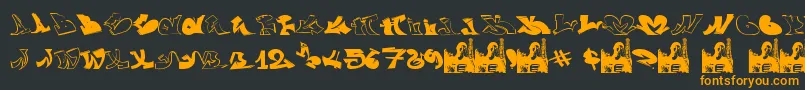 GraffiiWassimo-fontti – oranssit fontit mustalla taustalla