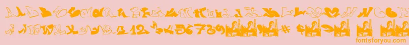 GraffiiWassimo-Schriftart – Orangefarbene Schriften auf rosa Hintergrund