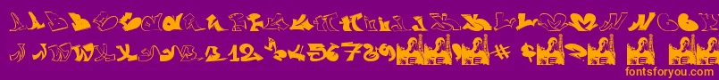 フォントGraffiiWassimo – 紫色の背景にオレンジのフォント