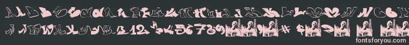 GraffiiWassimo-fontti – vaaleanpunaiset fontit mustalla taustalla