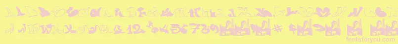 GraffiiWassimo-fontti – vaaleanpunaiset fontit keltaisella taustalla