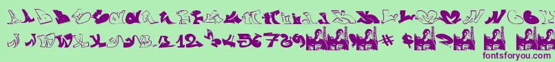 Шрифт GraffiiWassimo – фиолетовые шрифты на зелёном фоне
