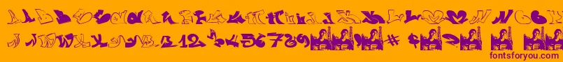 GraffiiWassimo-Schriftart – Violette Schriften auf orangefarbenem Hintergrund