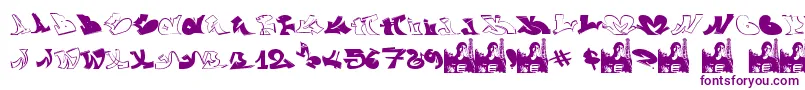 GraffiiWassimo-fontti – violetit fontit valkoisella taustalla