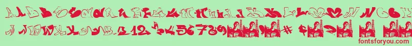 フォントGraffiiWassimo – 赤い文字の緑の背景