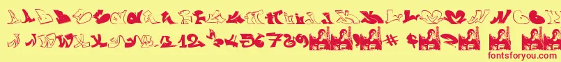 GraffiiWassimo-Schriftart – Rote Schriften auf gelbem Hintergrund