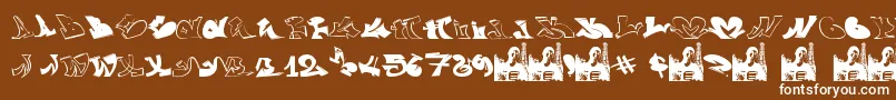 GraffiiWassimo-fontti – valkoiset fontit ruskealla taustalla