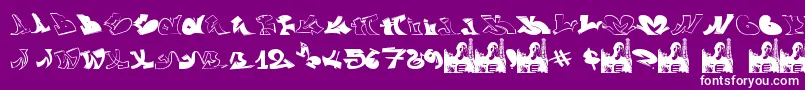 GraffiiWassimo-fontti – valkoiset fontit violetilla taustalla