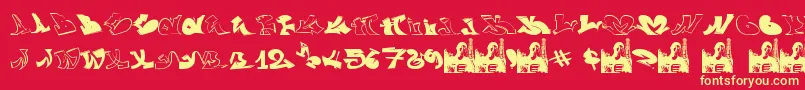 GraffiiWassimo-fontti – keltaiset fontit punaisella taustalla