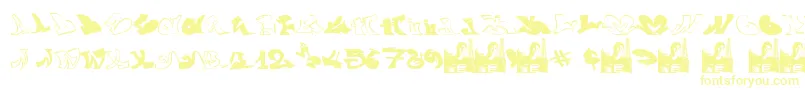 フォントGraffiiWassimo – 白い背景に黄色の文字