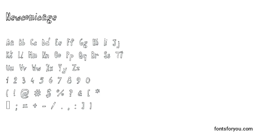 Schriftart Newcomicage – Alphabet, Zahlen, spezielle Symbole