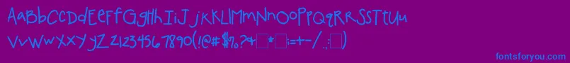 Weitere Informationen zur 2peasChickenShackNarrow-Schriftart 2peasChickenShackNarrow-Schriftart – Blaue Schriften auf violettem Hintergrund