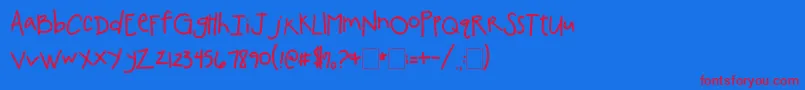 2peasChickenShackNarrow Font – Red Fonts on Blue Background