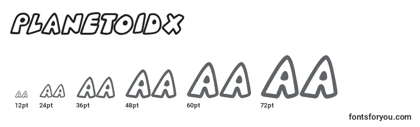 PlanetoidX Font Sizes