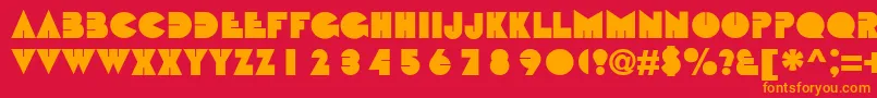 フォントBebitNormal – 赤い背景にオレンジの文字