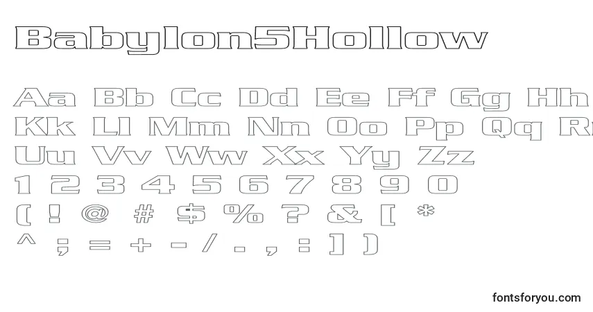 A fonte Babylon5Hollow – alfabeto, números, caracteres especiais