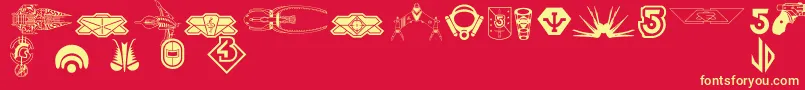 B5symbols-fontti – keltaiset fontit punaisella taustalla