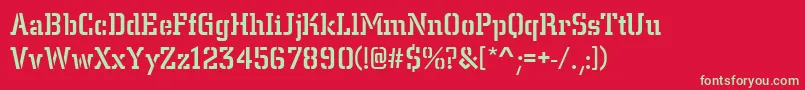 CentrumStencilMediumRegular Font – Green Fonts on Red Background