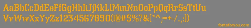 CentrumStencilMediumRegular-Schriftart – Orangefarbene Schriften auf grauem Hintergrund