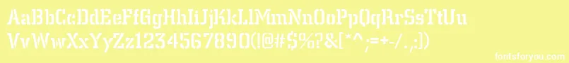 フォントCentrumStencilMediumRegular – 黄色い背景に白い文字