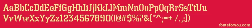 CentrumStencilMediumRegular Font – Yellow Fonts on Red Background