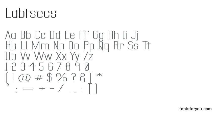 A fonte Labtsecs – alfabeto, números, caracteres especiais
