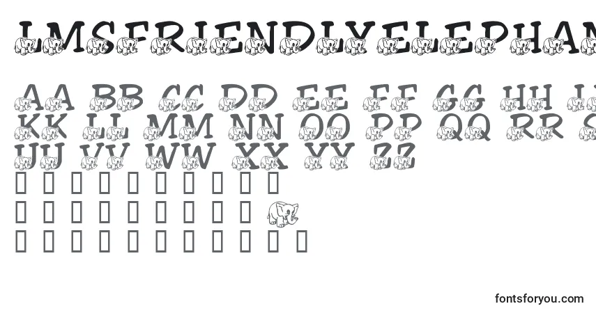 A fonte LmsFriendlyElephant – alfabeto, números, caracteres especiais