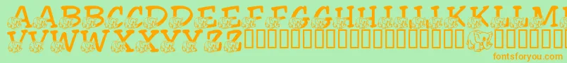 Шрифт LmsFriendlyElephant – оранжевые шрифты на зелёном фоне