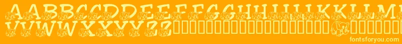 Fonte LmsFriendlyElephant – fontes amarelas em um fundo laranja