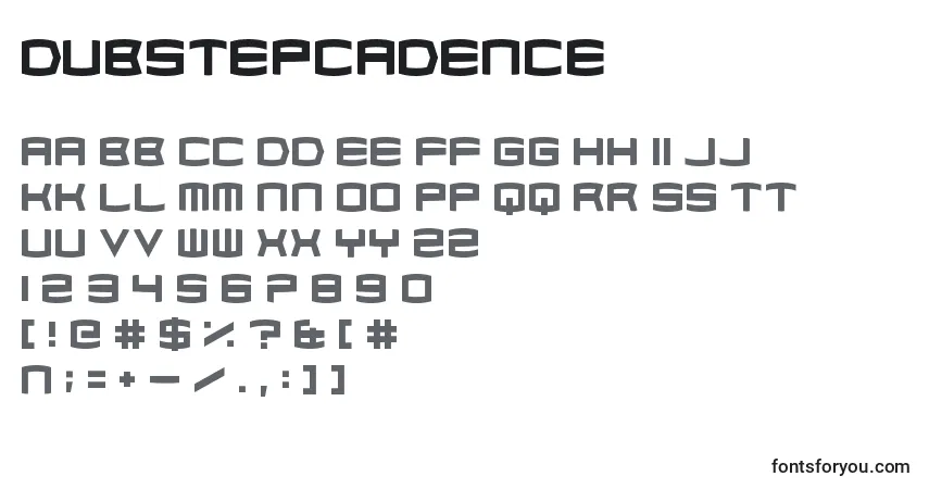 A fonte DubstepCadence – alfabeto, números, caracteres especiais