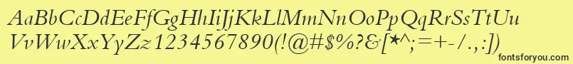 Lisätietoja BemboItalic-fontista BemboItalic-fontti – mustat fontit keltaisella taustalla