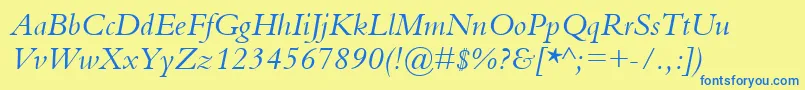 BemboItalic Font – Blue Fonts on Yellow Background