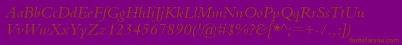 BemboItalic-Schriftart – Braune Schriften auf violettem Hintergrund