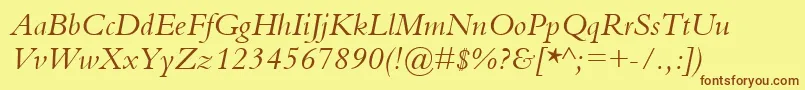 BemboItalic Font – Brown Fonts on Yellow Background
