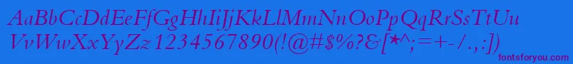 BemboItalic Font – Purple Fonts on Blue Background