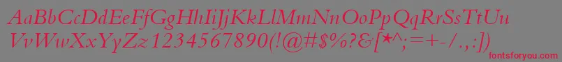 BemboItalic-Schriftart – Rote Schriften auf grauem Hintergrund
