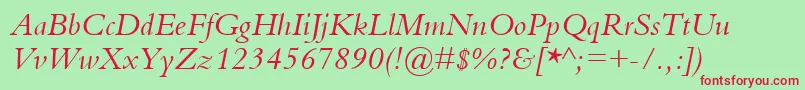 BemboItalic Font – Red Fonts on Green Background