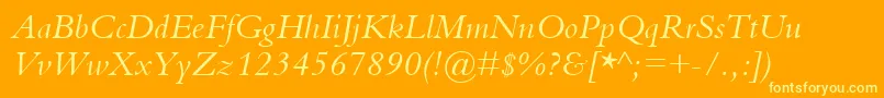 BemboItalic Font – Yellow Fonts on Orange Background