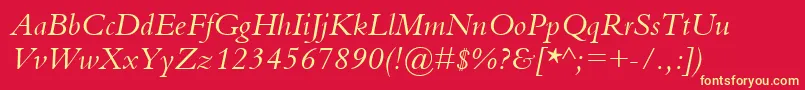 BemboItalic Font – Yellow Fonts on Red Background