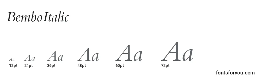 Größen der Schriftart BemboItalic