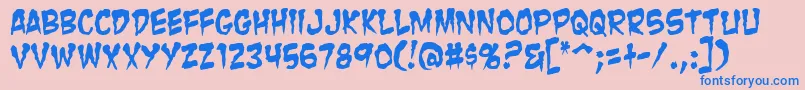 Zombie ffy Font – Blue Fonts on Pink Background