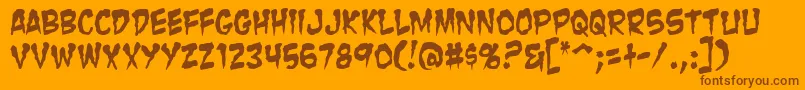 Zombie ffy-Schriftart – Braune Schriften auf orangefarbenem Hintergrund