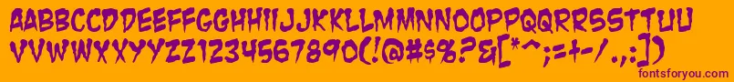 Zombie ffy-Schriftart – Violette Schriften auf orangefarbenem Hintergrund