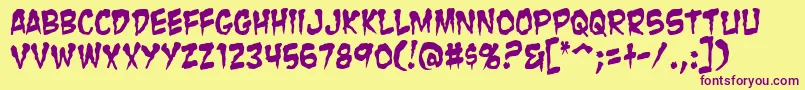 Zombie ffy-Schriftart – Violette Schriften auf gelbem Hintergrund