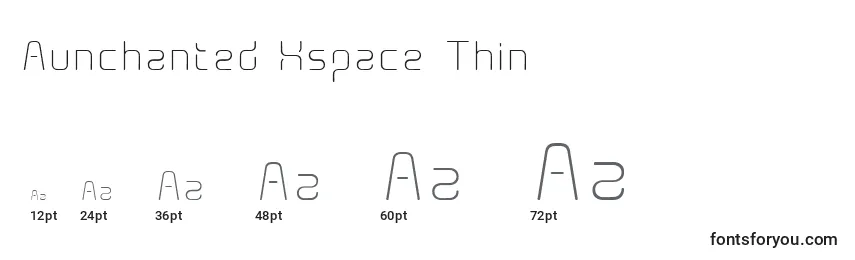 Rozmiary czcionki Aunchanted Xspace Thin