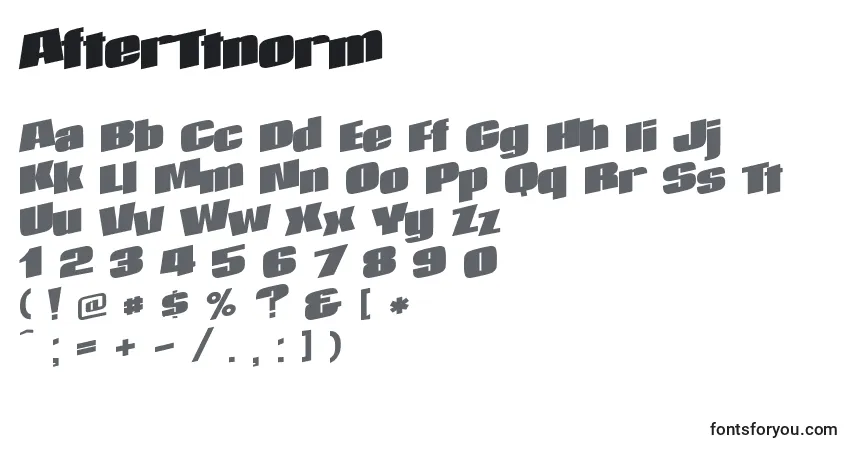 Schriftart AfterTtnorm – Alphabet, Zahlen, spezielle Symbole